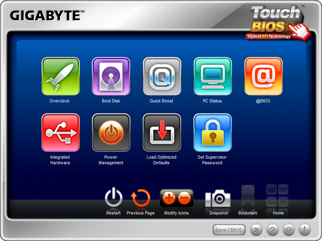 Интерфейс Touch BIOS на плате Gigabyte Z68X-UD4-B3