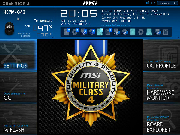 BIOS материнской платы MSI H87M-G43