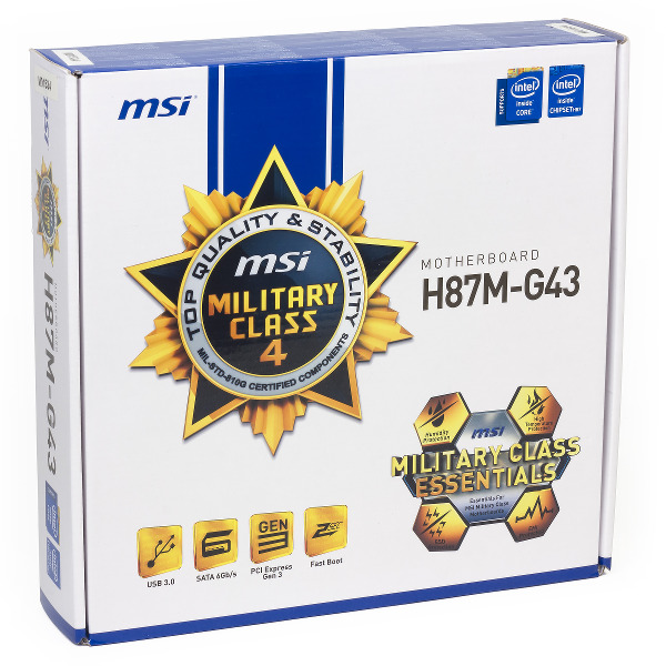 Упаковка материнской платы MSI H87M-G43