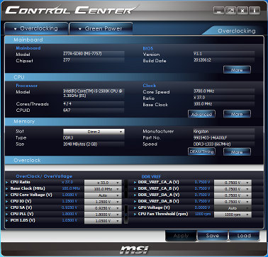 Программа Control Center для материнской платы MSI Z77A-GD80