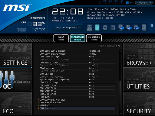 Опции BIOS материнской платы MSI Z77A-GD80