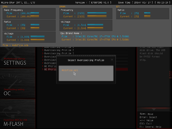 BIOS материнской платы MSI Z87I Gaming AC