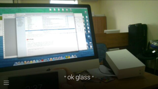 Снимок экрана Google Glass