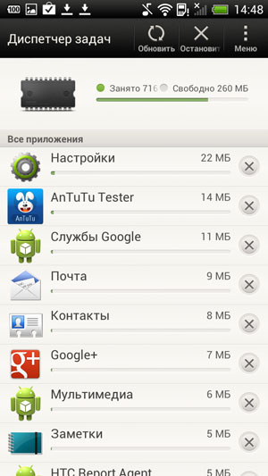 Скриншот смартфона HTC One X