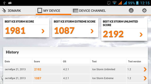 Обзор Iconbit Mercury XL. Скриншоты. 3DMark, Ice Storm