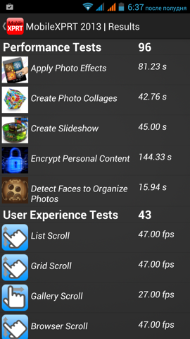 Обзор iRu M506. Скриншоты. MobileXPRT 2013