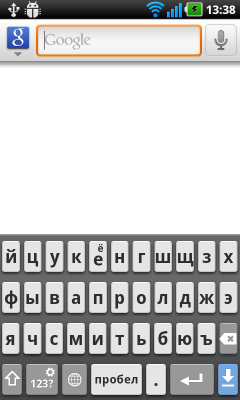 Обзор LG Optimus Black. Скриншоты. Клавиатура с кириллической раскладкой