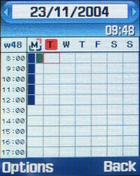 samsung d500 screen calendarweek