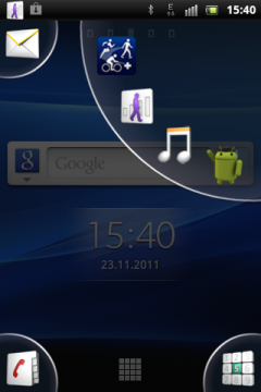 Обзор Sony Ericsson Xperia Active. Скриншоты. Значки в группе быстрого запуска