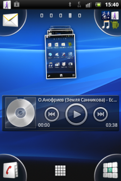 Обзор Sony Ericsson Xperia Active. Скриншоты. Основной экран системы, вторая вкладка
