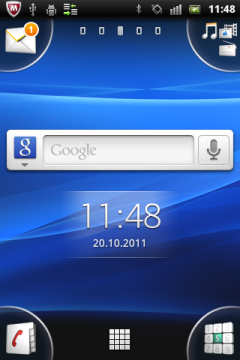 Обзор Sony Ericsson Xperia mini pro. Скриншоты. Основной экран системы