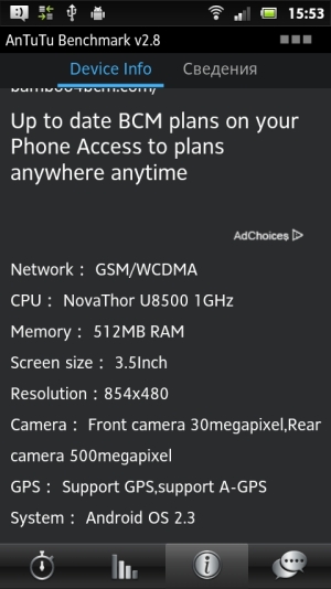 Sony Xperia U &mdash; аппаратные характеристики