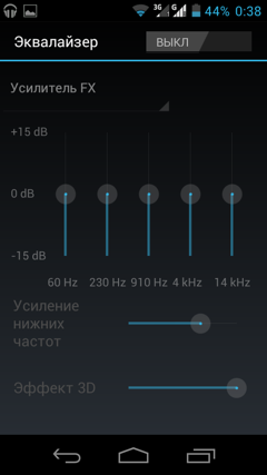 Обзор ZTE V880G. Скриншоты. Эквалайзер