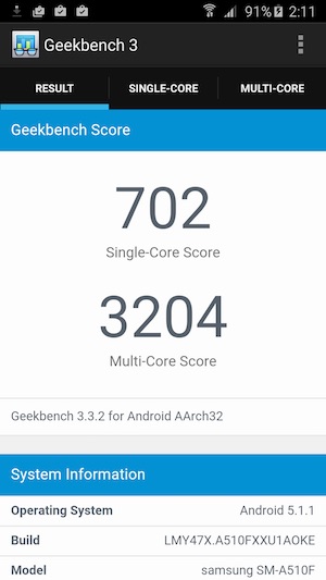 Скриншот смартфона Samsung Galaxy A5 2016