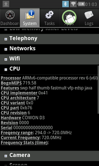 Cowon D3, информация о процессоре