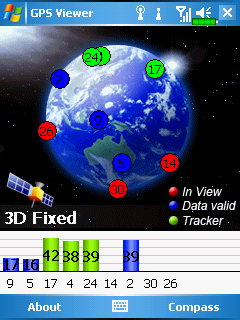 GPS Viewer, положение спутников