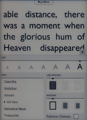 Nook Simple Touch GlowLight настройки чтения