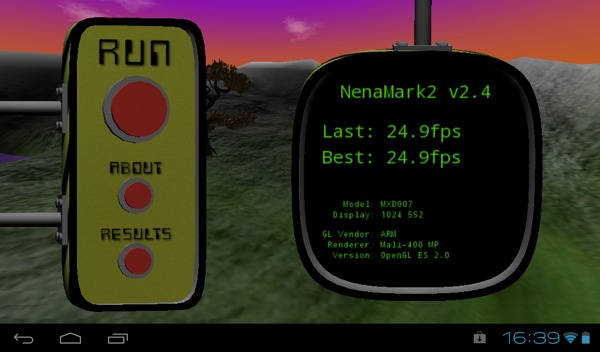 Результаты теста NenaMark2 на планшете M-Way MD-007