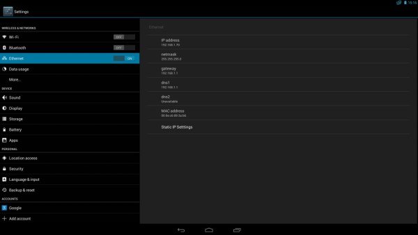 Проводной интернет на планшете Voyo A15