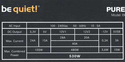 Характеристики блока питания Pure Power l8 530w CM (BQT L8-CM-530W)