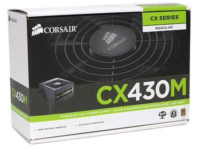 Упаковка блока питания Corsair CX430M (CP-9020058-EU)