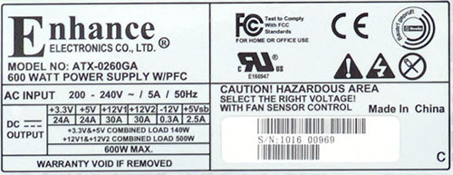 Блок питания Enhance ATX-0260GA