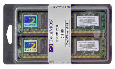 Twinmos начала поставки комплектов PC3200 для плат с поддержкой 2-канальной DDR