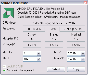 Новости CPU RightMark: AMD64 Clock Utility v1.1