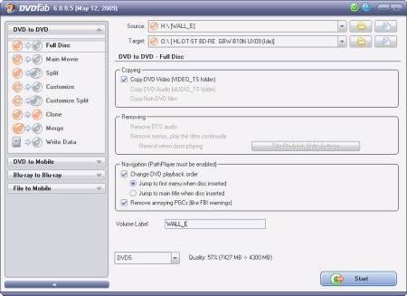 Интерфейс программы DVDFab HD Decrypter