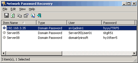 Рабочее окно Network Password Recovery