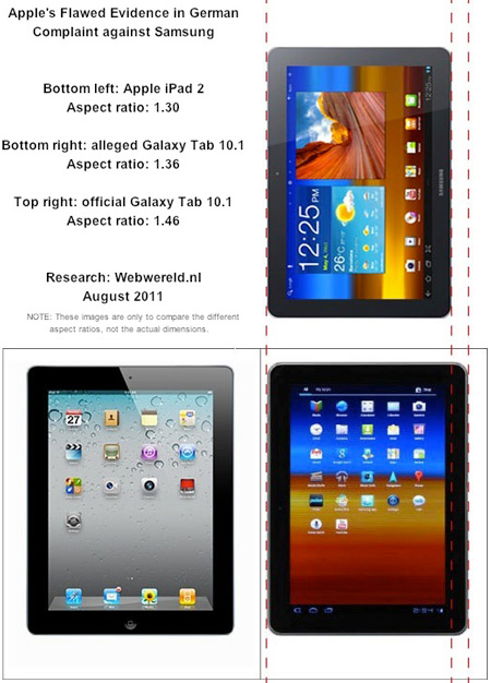 в иске против Samsung Apple привела искажённые изображения планшета Galaxy Tab 10.1