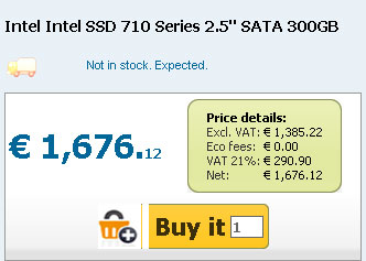 Стоимость флагманского SSD Intel 710 Series переваливает за 1600 евро