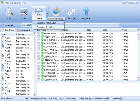 Скриншот рабочего окна Wise Disk Cleaner