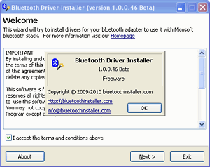 Работа утилиты Bluetooth Driver Installer