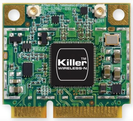 Killer Technology объединяет в миниатюрной сетевой плате Killer Wireless-N 1202 поддержку Wi-Fi и Bluetooth 4.0