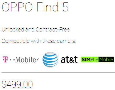 Oppo Find 5 будет стоить в США от $499