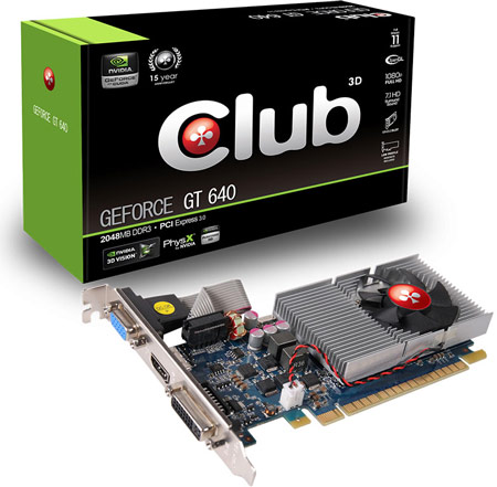 Club 3D оснащает 2 ГБ памяти низкопрофильную 3D-карту GeForce GT 640 
