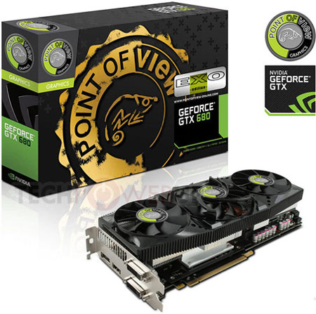 GPU 3D-карты Point of View GeForce GTX 680 EXO разогнан до 1176 МГц