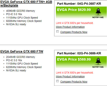 3D-карты EVGA GeForce GTX 680 FTW — не больше четырех в одни руки
