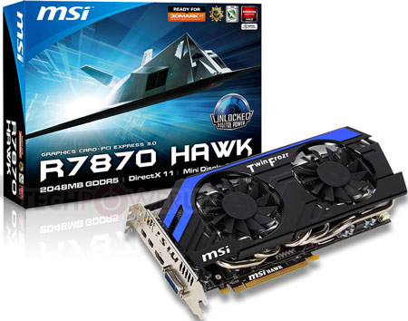 Тактовая частота GPU MSI R7870 Hawk равна 1100 МГц 