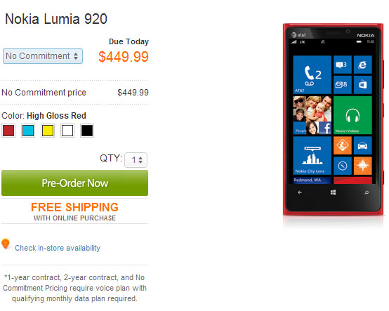 Nokia Lumia 920 стоит намного дешевле, чем Samsung Galaxy S III и Apple iPhone 5