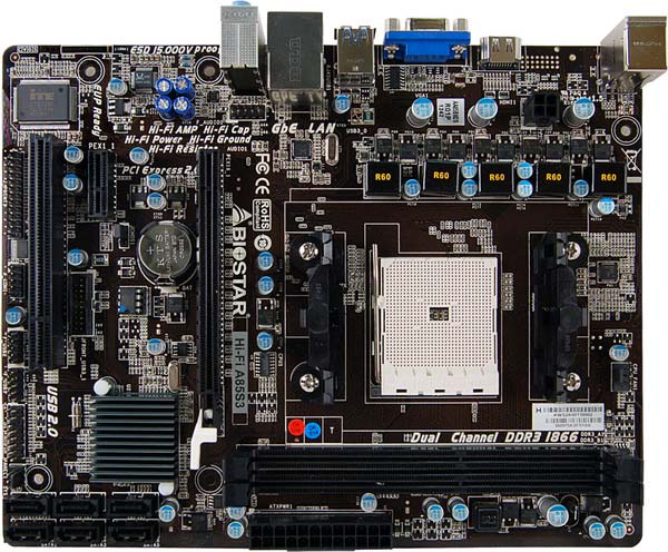 Системная плата Biostar Hi-Fi A85S3 рассчитана на процессоры AMD в исполнении FM2