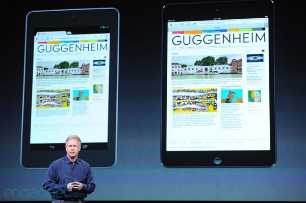 iPad mini против Google Nexus 7: сравнение размеров дисплеев