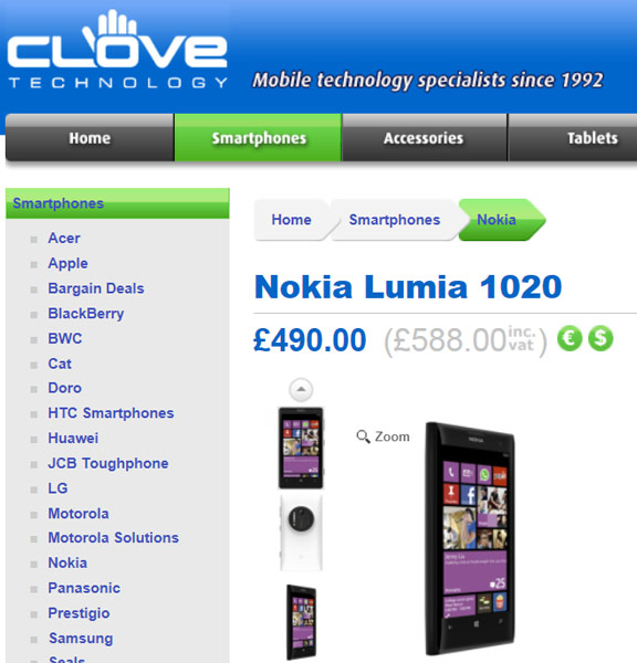 Смартфон Nokia Lumia 1020 оснащен камерой разрешением 41 Мп