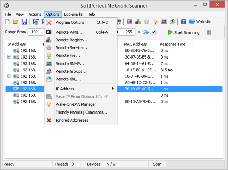 Скриншот программы SoftPerfect Network Scanner