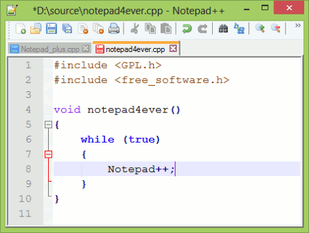 Интерфейс программы Notepad++