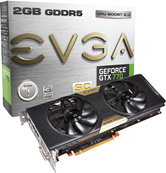 EVGA выпустила шесть моделей 3D-карт GeForce GTX 770 с кулером ACX и четыре модели GTX 770 с референсным кулером
