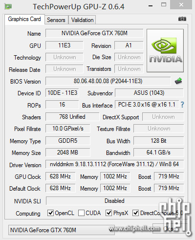 Nvidia GeForce GTX 760M: спецификации