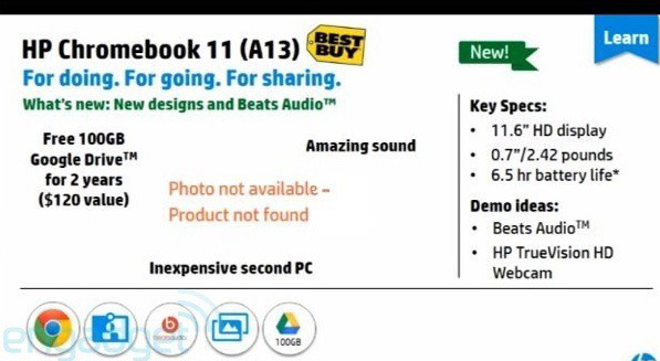 Рекламный проспект дает представление о габаритах, массе и времени автономной работы Chromebook 11