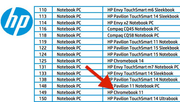 Chromebook 11 замечен в документах HP